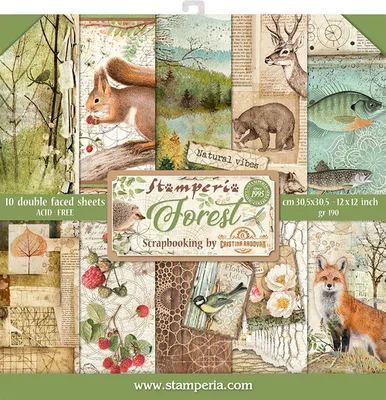 Produktbild von Scrapbook-Block "Forest", 10 Bogen, 30,5x30,5cm