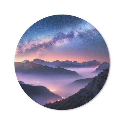 Produktbild von MuchoWow® Mauspad Mousepad Berge - Sternenhimmel - Nebel 40x40 cm - Mousepads - Maus Mat - Pad - Mausunterlage - Schreibtisch Accessoires