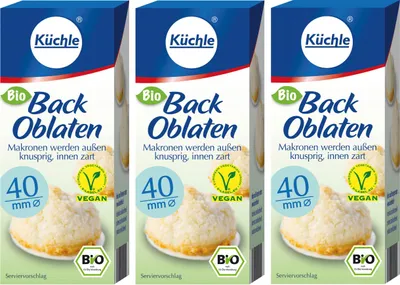 Produktbild von Küchle runde  Back Oblaten Ø40mm 23g - Makronen bleiben innen zart (3er Pack)