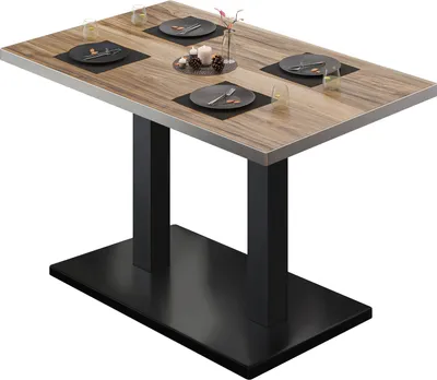 Produktbild von BM | Bistrotisch | B:T:H 110 x 60 x 75 cm | Sheesham / Schwarz | Rechteckig | Edelstahl Rand | Bistro Tisch Esstisch