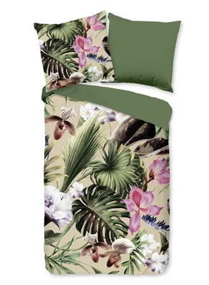 Productafbeelding van Good Morning Dekbedovertrek "Irze" - Groen - (135x200 cm) - 100% Katoen