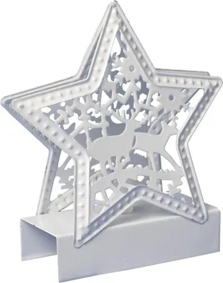 Produktbild von LED-Weihnachtsstern aus Metall, farbwechselnd, weiß, 13 cm, batteriebetrieben