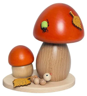 Produktbild von Drechslerei Kuhnert - Räucherfigur Pilz Rotkappe - Größe ca. 14cm, für Räucherkerzen Größe M (Standard) - 36001