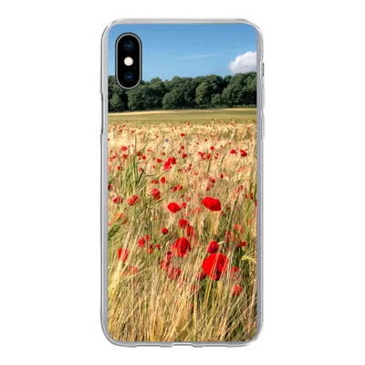 Produktbild von MuchoWow® Handyhülle Schutzhülle Hülle für iPhone Xs Wilde Mohnblumen auf einem großen Feld Silikon Softcase Handy Hülle - Handytasche
