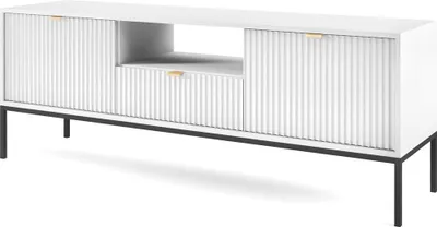 Image de Meuble TV bas Nova 154 cm, blanc, 2 portes, MDF