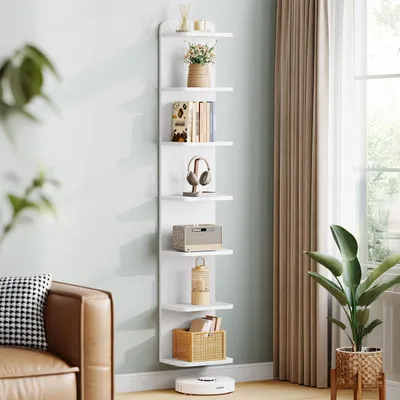 Immagine prodotto di Scaffale a 7 ripiani, libreria, scaffale a parete, autoportante, 24 x 30 x 186 cm, bianco