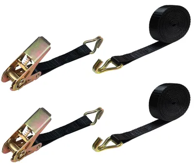 Spanngurte 6 m 1650 lbs (2 Sets) mit J-Haken, schwarz