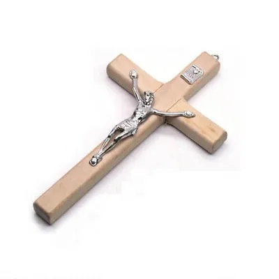 Produktbild von Drevený kríž na stenu 12cm svetlý