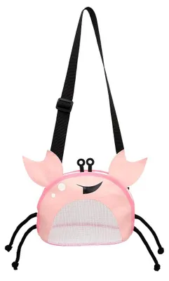 Strandtasche mit Krabbe, Mesh, verstellbar, rosa, S