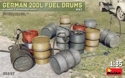 Zdjęcie produktu dla MiniArt 1:35 WW2 Niemieckie beczki paliwowe 200 l (12) Modelarstwo plastikowe