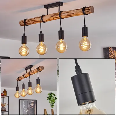 Produktbild von Tubione moderne Deckenlampe aus Holz/Metall in Natur/Schwarz