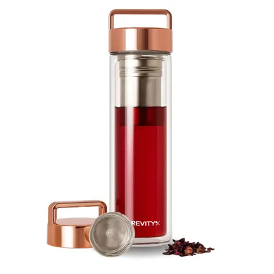 Produktbild von Thermoflashe aus Glas, flasche mit Teesieb für heiße und kalte Getränke 450 ml, KI-generiertes Bild