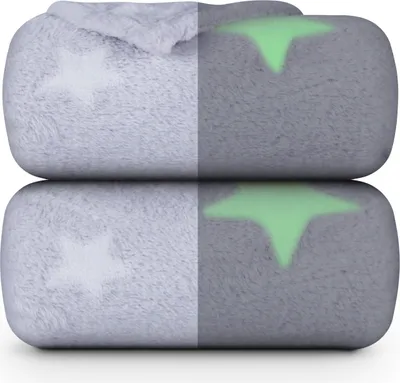 Obrázek produktu pro Plyšová deka - svítící flanelová deka 150x200cm (šedá) Chlupatá svítící deka pro dívky, chlapce, dětský pokoj, přehoz přes postel