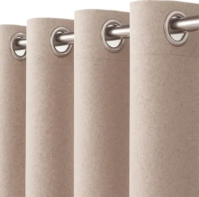 Obrázek produktu pro Heimtexland Plstěná termální záclona neprůhledná, zatemňující, izolační VxŠ 245x135 cm Ochrana před chladem Ochrana před sluncem Záclona Energeticky úsporná Zvuková izolace Dekorační záclona Vlněný charakter Typ 921 Taupe-stříbrná Očka