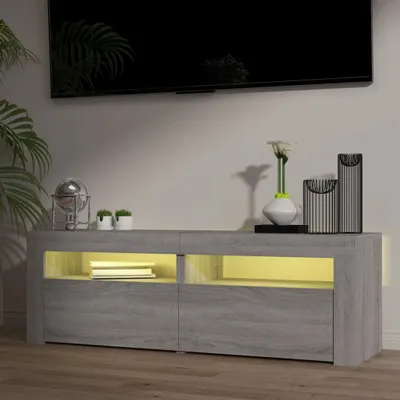 Imagen del producto de Maison Exclusive: Mueble de TV con iluminación LED, color gris Sonoma, 120x35x40 cm