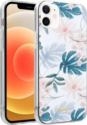 Produktbild von Crong, Hülle iPhone 12 Mini Flower Case elegant + flexibel, Weiß / Blau