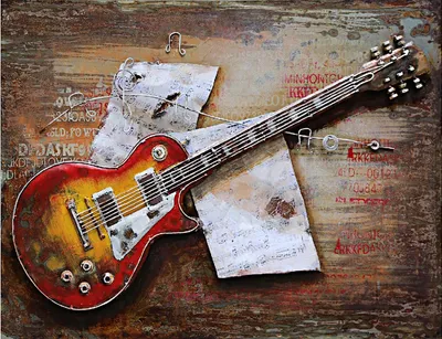 Produktbild von 3D-Metallbild - Motiv: Gitarre - 80 x 120cm