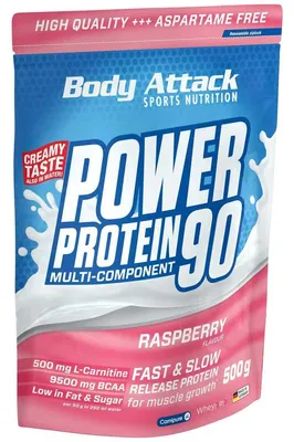 Produktbild von Body Attack Power Protein 90 500g Himbeere