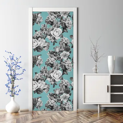 Produktbild von Dekorative selbstklebend Klebefolie Türtapete Türaufkleber Aufkleber Schwarz-weiße Rosen 77 x 200 cm