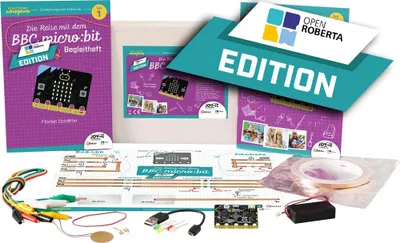 A collection of educational electronics components and books for learning about the BBC micro:bit.
