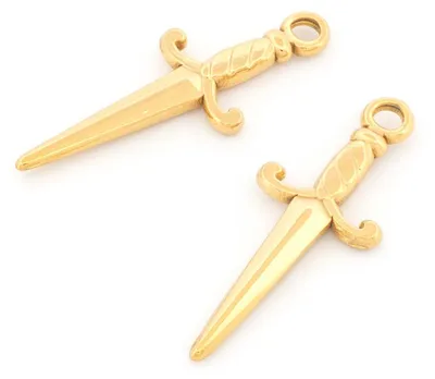 Produktbild von Vintageparts Schwert Anhänger 201 Edelstahl 18K IP Gold 27mm