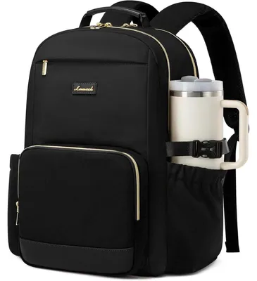Produktbild von Damen Rucksack 15,6 Zoll Laptop Schulrucksack Schwarz für Uni Arbeit Reisen
