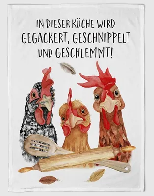 Produktbild von Geschirrtuch verrückte Hühner, Geschirrtücher Mitbringsel Geschenkidee, Huhn