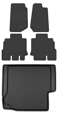 Productafbeelding van Rubberen automatten + kofferbakmat voor Jeep Wrangler III JK 2007-2017 (sedan) – 5-delig, zwart, op maat – Wielganizator