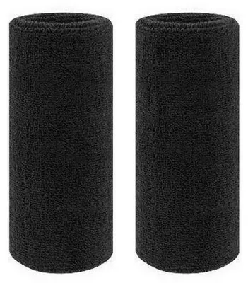 Produktbild von Schweißbänder für Handgelenke - Sportarmbänder für Tennis und Training - 2er-Set - Gestrickt - Weich - 15 cm - Unisex - Schwarz