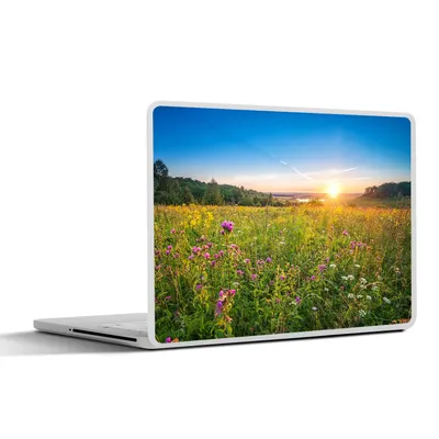 Produktbild von MuchoWow® Laptop Aufkleber Sticker Cover Sonne - Gras - Blumen 36.5x27.5 cm - Laptop-Sticker