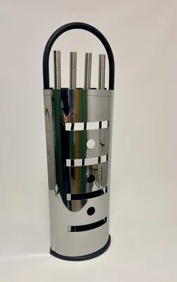 Immagine prodotto di Set caminetto 4 pezzi nero + acciaio inox lucido 68 cm