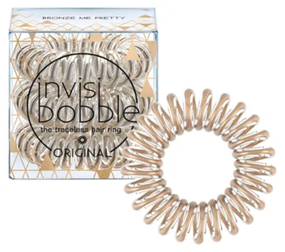 Imagen del producto de invisibble Original Bronze Me Pretty, coleteros para el cabello, color bronce, lisos, para adultos, paquete de 3 unidades