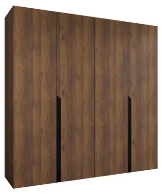 Produktbild von MIRJAN24 Kleiderschrank Mila 1 200, Schlafzimmer, Kleiderschrank, mit vier Drehturen und mit zwei Kleiderstange, Modern, Garderobenschrank (Farbe: Nuss Warmia + Schwarz)