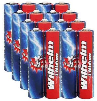 Produktbild von 16 Wilhelm LITHIUM AAA / Mikro Lithium Batterien im Shrink LR03, FR03, L92