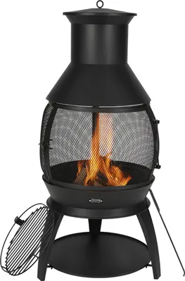 Produktbild von VEVOR Gartenkamin, φ500x1100mm Terrassenkamin, Azteken-Eisengrill und Heizofen, Kaminabdeckung aus Edelstahl, Geeignet für Terrasse, Garten, Hinterhof