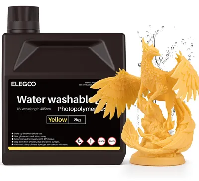 Produktbild von ELEGOO Upgraded 405nm Wasser Waschbares Resin 2.0, Gelb 2000g – Gelb 2.0