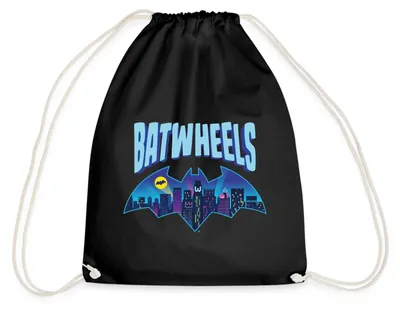 Produktbild von Spreadshirt Batwheels Batman-Symbol Mit Skyline Von Gotham Turnbeutel, One size, Schwarz