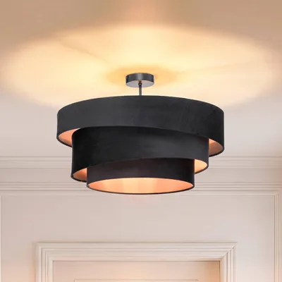 Produktbild von Lindby Deckenlampe Jusari, schwarz, Textil, Ø 56 cm, E27