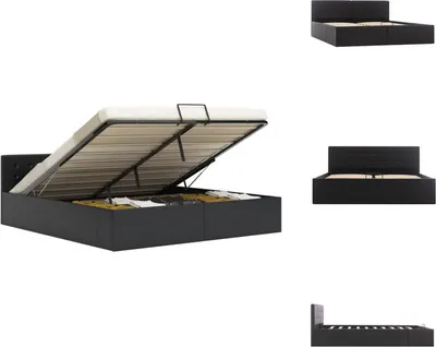Produktbild von vidaXL Stauraumbett Hydraulisch Schwarz Kunstleder 160×200cm -  Betten & Bettgestelle
