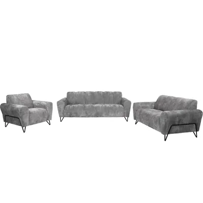 Obrázek produktu pro Čalouněná sedací souprava BEAUTYSOFA VOLARE - 2místná a 3místná pohovka a křeslo - moderní sedací souprava - šedá (Vega 13)