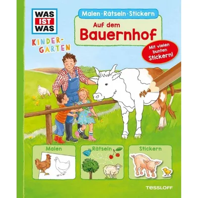 Immagine prodotto di WAS IST WAS Kindergarten Malen Rätseln Stickern Auf dem Bauernhof