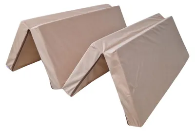 Productafbeelding van Natalia Spzoo vouwmatras 180x120x8 cm, beige - 4-delig schuimmatras, afneembare en wasbare hoes, voor logees, camper en kamperen, compact op te bergen