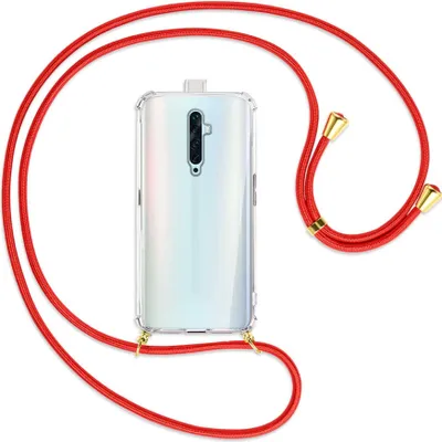 Produktbild von Handykette Backcover-Schutzhülle mit Band (Metall goldfarben) für Oppo Reno2 Z / Reno2 F - rot