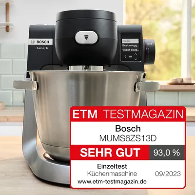 Produktbild von Bosch Küchenmaschine Serie 6 MUMS6ZS13D, NEU, Automatikprogramme, integr.1g Waage, 5,5l Schüssel, Durchlaufschnitzler, Scheiben,