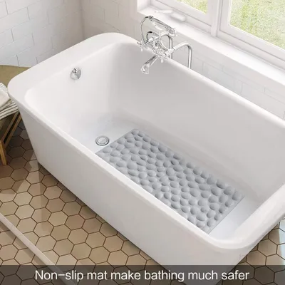 Produktbild von Wanneneinlage Badewannenmatte rutschfest,Antirutschmatte für Badewanne,Badematte,schimmelresistent & maschinenwaschbar, 100% BPA-frei,[80x40cm],Grau