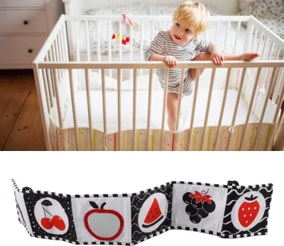 Productafbeelding van Schwarz-weißes, kontrastreiches, weiches Buch, tragbares Babytuch, frühes Lernspielzeug, Geburtstagsgeschenk, Obst