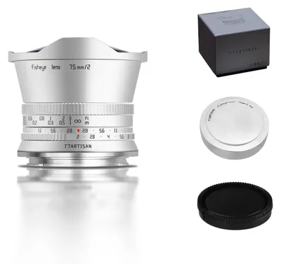 Immagine prodotto di Obiettivo grandangolare fisheye manuale TTARTISAN APS-C da 7,5mm F2.0, montatura E, argento, per fotocamere Sony A5000, A6000, A6400, A6500, NEX-5, NEX-7, ZV-E10 II (montatura E)