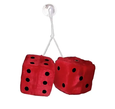 Produktbild von Deko WÜRFEL 8cm Plüschwürfel mit Saugnapf Autowürfel Retro Glückswürfel Hängewürfel für Autospiegel Fuzzy Auto Spiegel 35 (Rot)