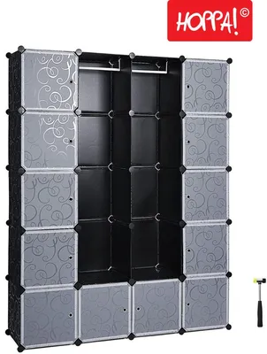 Produktbild von Hoppa! - Hoppa! Kleiderschrank - Schwarz - Metall/Kunststoff - 143 x 36 x 178 cm