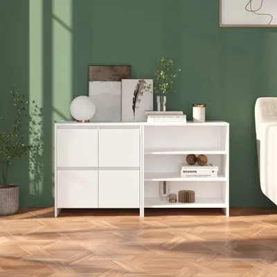 Produktbild von The Living Store 2-tlg. Sideboard Weiß Holzwerkstoff